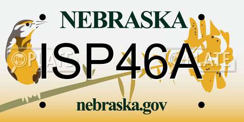 ISP46A Nebraska License Plate