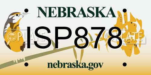 ISP878 Nebraska License Plate