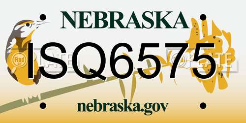 ISQ6575 Nebraska License Plate
