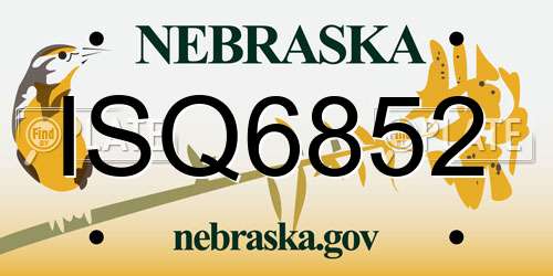 ISQ6852 Nebraska License Plate