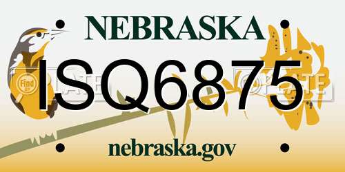 ISQ6875 Nebraska License Plate