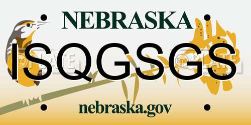 ISQGSGS Nebraska License Plate