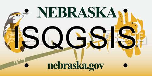 ISQGSIS Nebraska License Plate