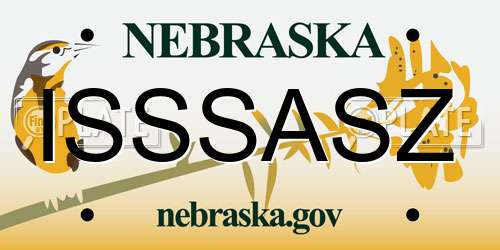 ISSSASZ Nebraska License Plate