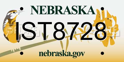 IST8728 Nebraska License Plate