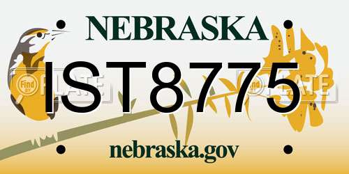 IST8775 Nebraska License Plate