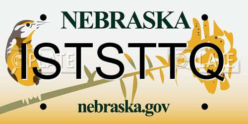 ISTSTTQ Nebraska License Plate