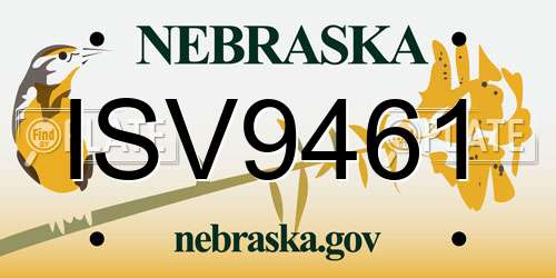 ISV9461 Nebraska License Plate