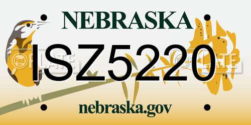 ISZ5220 Nebraska License Plate