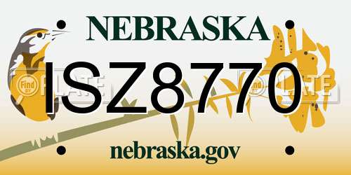 ISZ8770 Nebraska License Plate