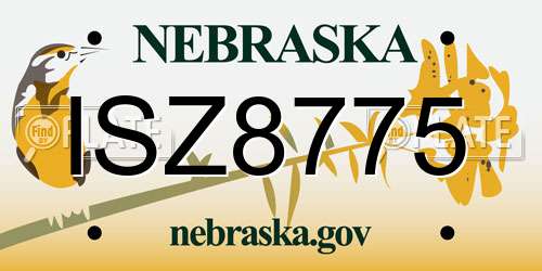 ISZ8775 Nebraska License Plate