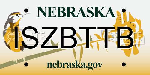 ISZBTTB Nebraska License Plate