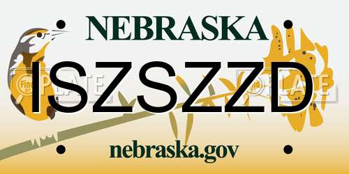 ISZSZZD Nebraska License Plate