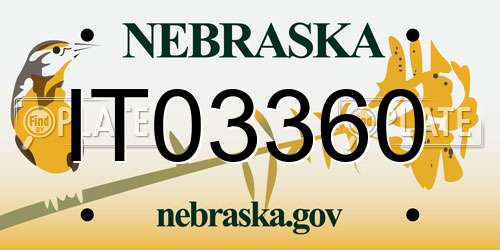 IT03360 Nebraska License Plate