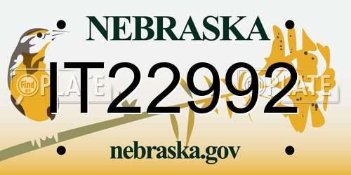 IT22992 Nebraska License Plate