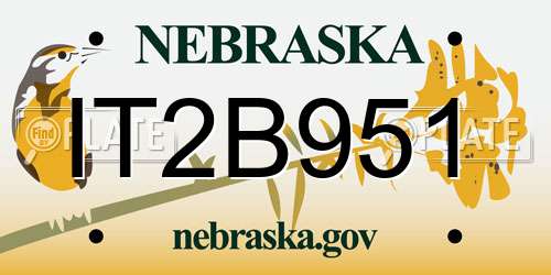 IT2B951 Nebraska License Plate