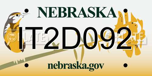 IT2D092 Nebraska License Plate