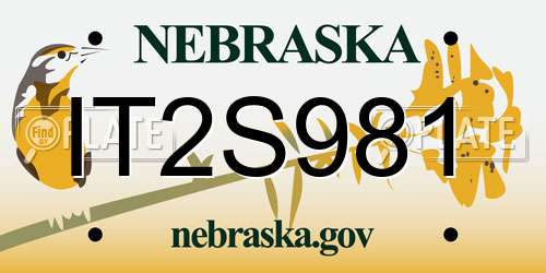 IT2S981 Nebraska License Plate