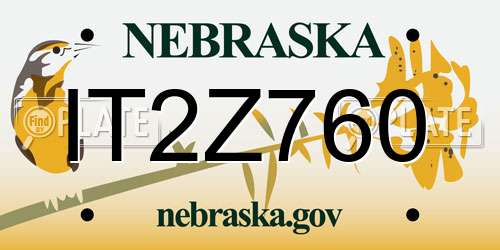 IT2Z760 Nebraska License Plate