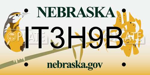 IT3H9B Nebraska License Plate