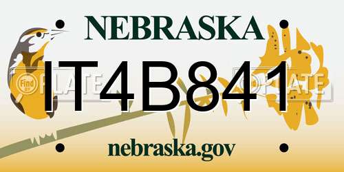 IT4B841 Nebraska License Plate