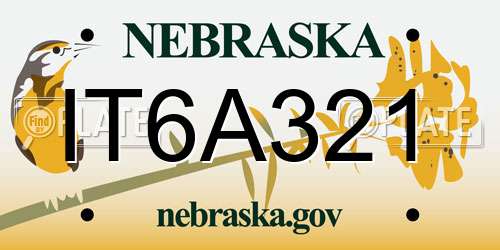 IT6A321 Nebraska License Plate
