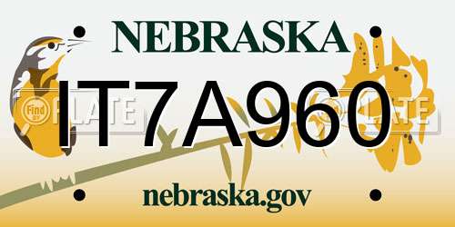IT7A960 Nebraska License Plate