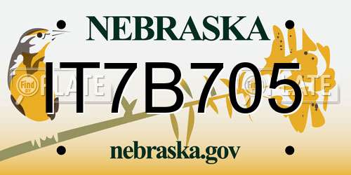 IT7B705 Nebraska License Plate