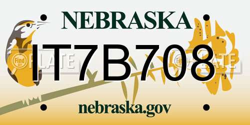 IT7B708 Nebraska License Plate