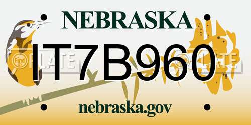IT7B960 Nebraska License Plate