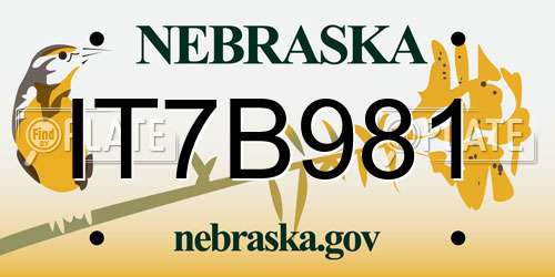 IT7B981 Nebraska License Plate