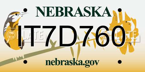 IT7D760 Nebraska License Plate