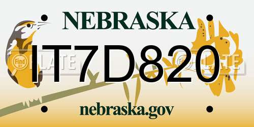 IT7D820 Nebraska License Plate