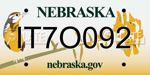 IT7O092 Nebraska License Plate