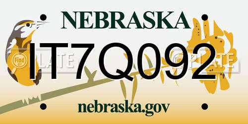 IT7Q092 Nebraska License Plate