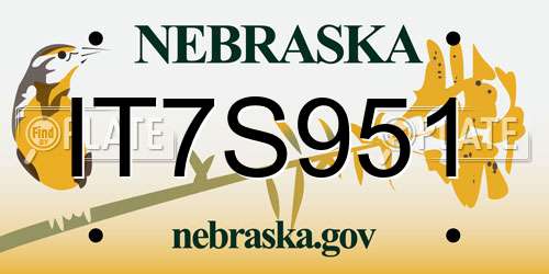IT7S951 Nebraska License Plate
