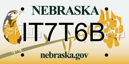 IT7T6B Nebraska License Plate