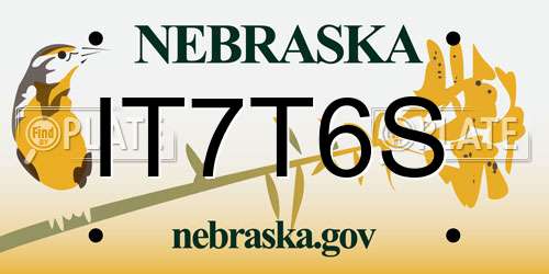 IT7T6S Nebraska License Plate