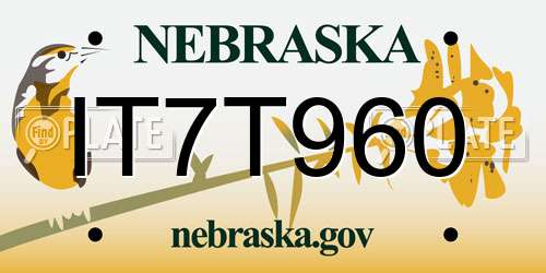 IT7T960 Nebraska License Plate