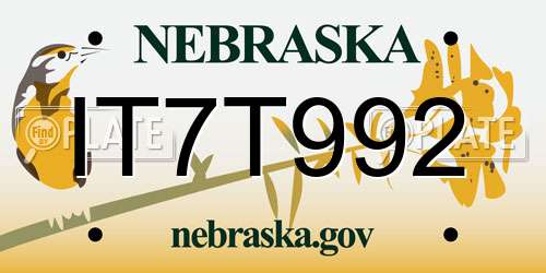 IT7T992 Nebraska License Plate