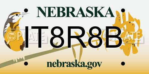 IT8R8B Nebraska License Plate