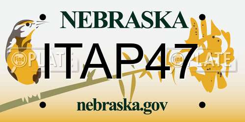 ITAP47 Nebraska License Plate