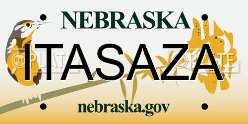 ITASAZA Nebraska License Plate