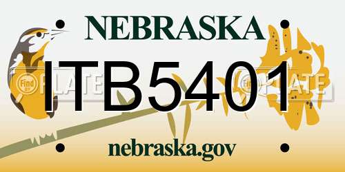 ITB5401 Nebraska License Plate