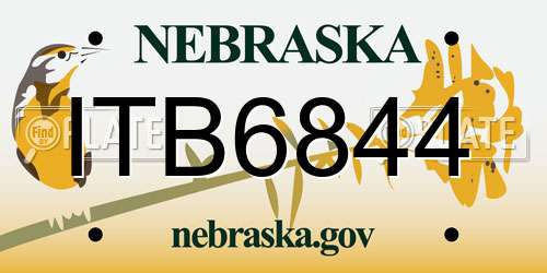 ITB6844 Nebraska License Plate