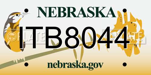 ITB8044 Nebraska License Plate