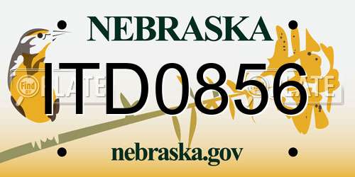 ITD0856 Nebraska License Plate