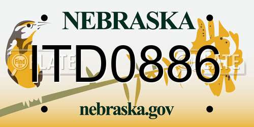 ITD0886 Nebraska License Plate