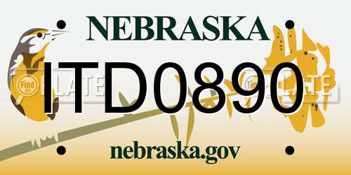 ITD0890 Nebraska License Plate