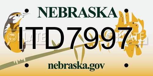 ITD7997 Nebraska License Plate